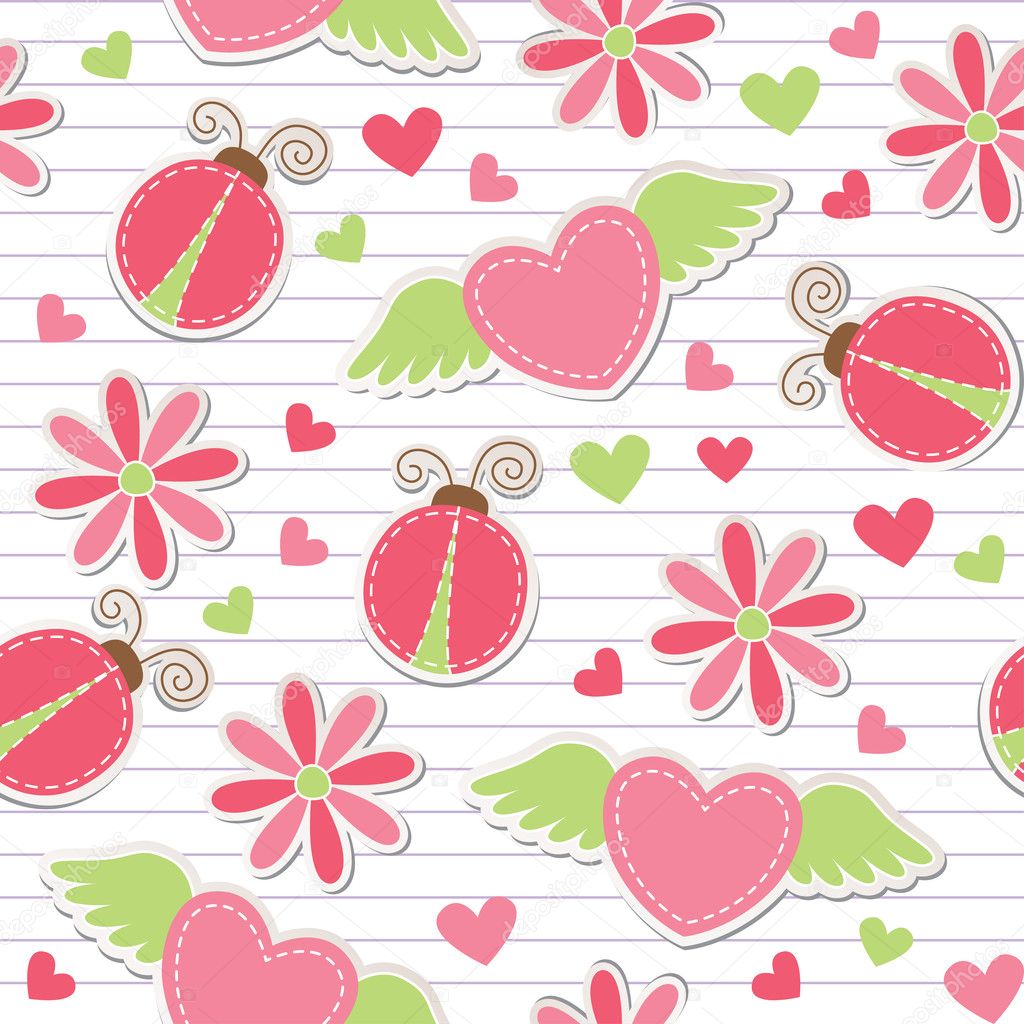 Cute romantic seamless pattern