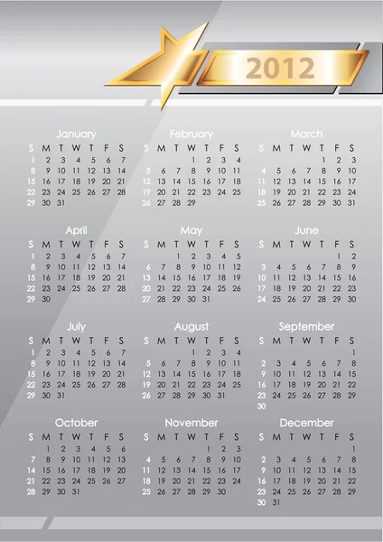 Calendario 2012 — Vector de stock