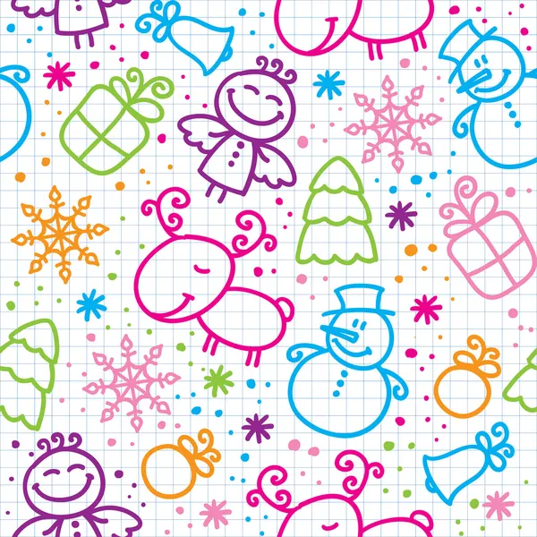Christmas hand drawn seamless pattern — Stock Vector