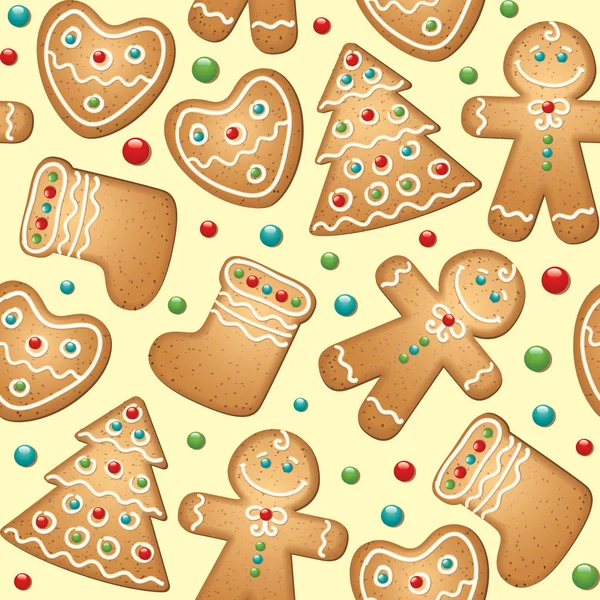 Gingerbread seamless pattern — Stock Vector