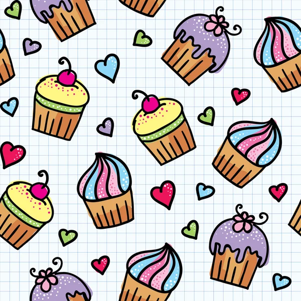 Patroon met cupcakes — Stockvector