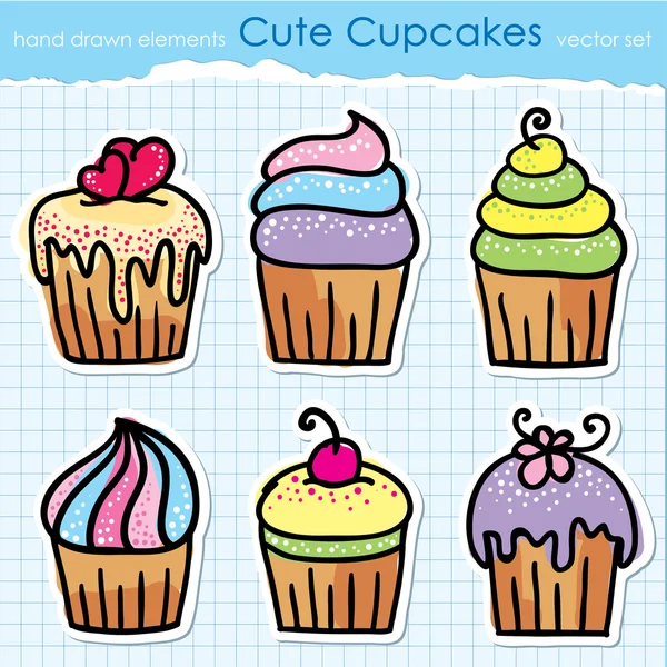 Cupcakes σύνολο — Διανυσματικό Αρχείο