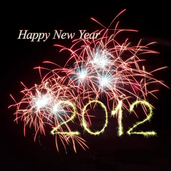 Ohňostroj na nový rok 2012 — Stock fotografie