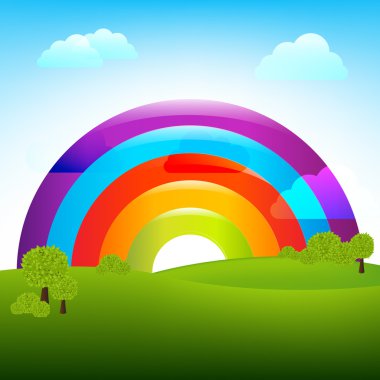 Landscape With Rainbow clipart