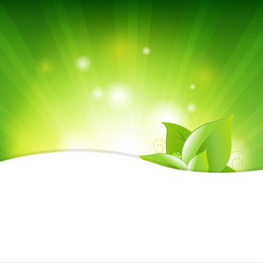 Green Background With Beams And Leaves clipart