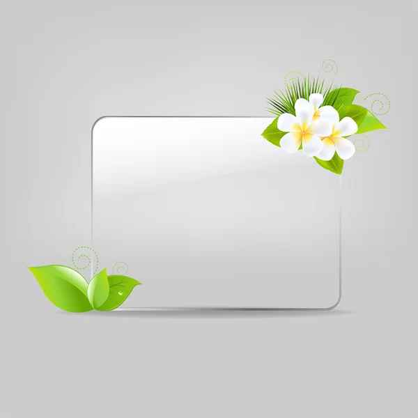Moldura de vidro com folhas e flores — Vetor de Stock