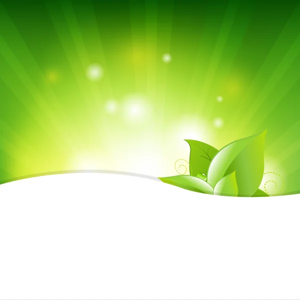 Fond vert avec des poutres et des feuilles — Image vectorielle