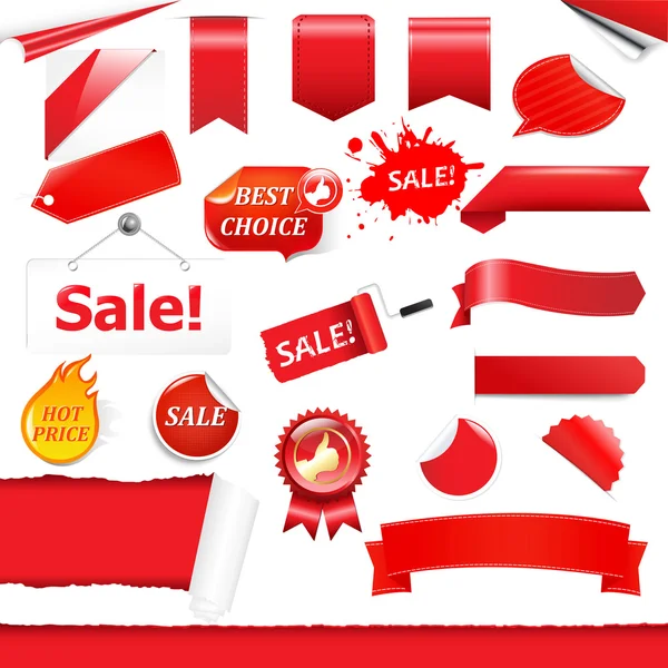 Red Labels Set — Stock Vector