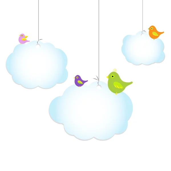 stock vector Birds On Clouds