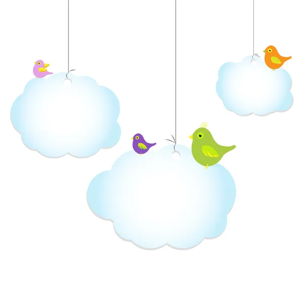 Oiseaux sur les nuages — Image vectorielle