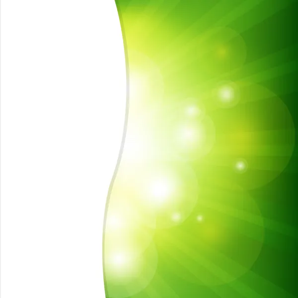Grön bakgrund med sunburst — Stock vektor