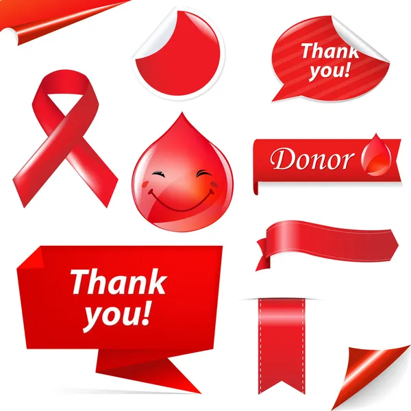 Set di donazioni di sangue — Vettoriale Stock
