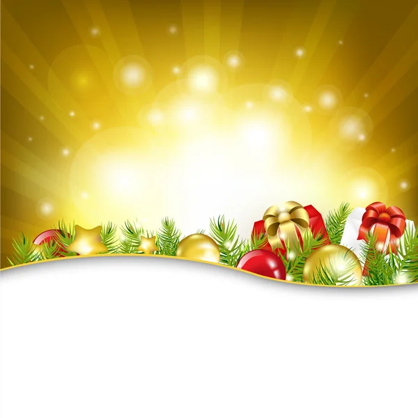 Carte de nouvel an or avec guirlande — Image vectorielle