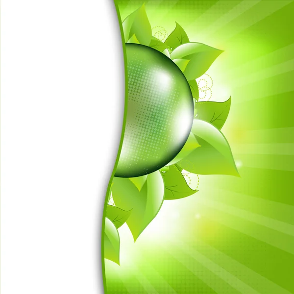 Green Eco fond avec feuilles et Globe — Image vectorielle