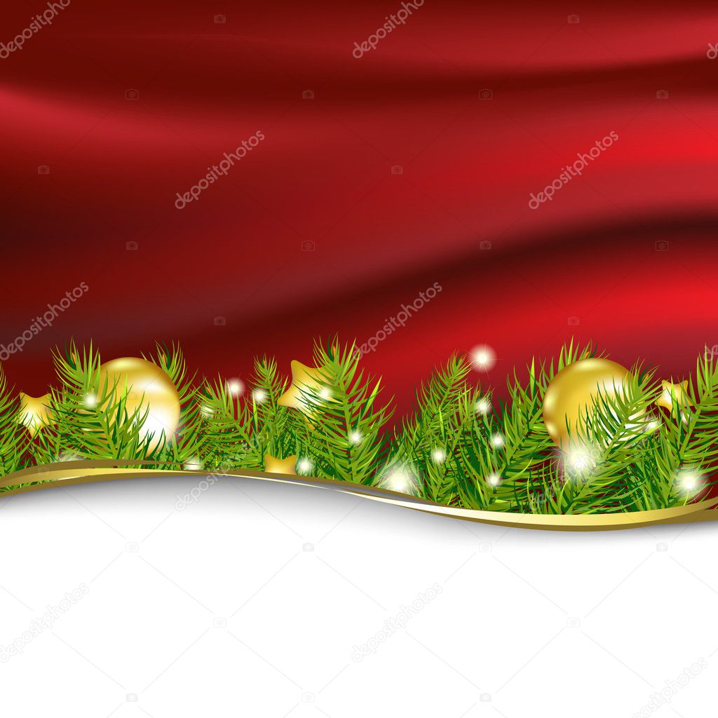 Red New Year Card With Garland