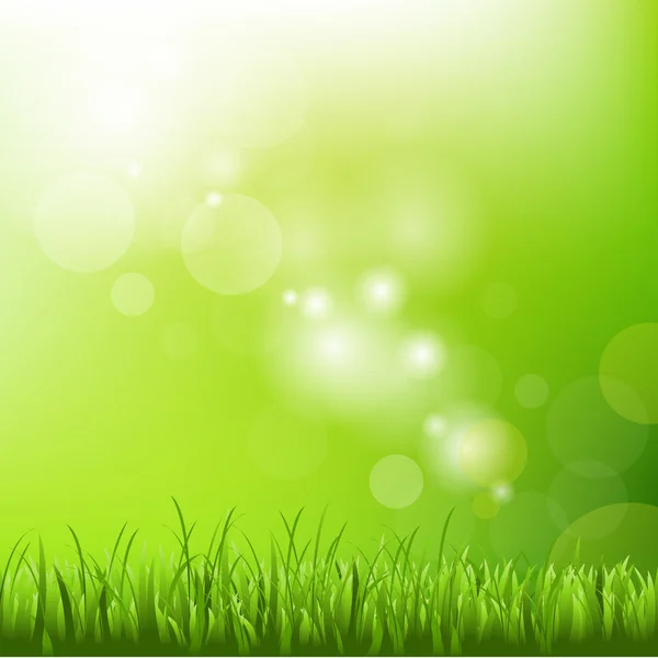 Fondo verde con desenfoque y hierba — Vector de stock