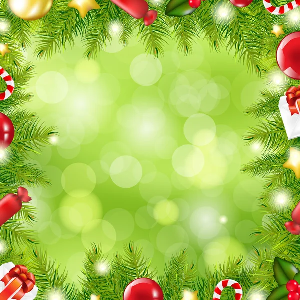Frontera del árbol de Navidad con desenfoque — Vector de stock