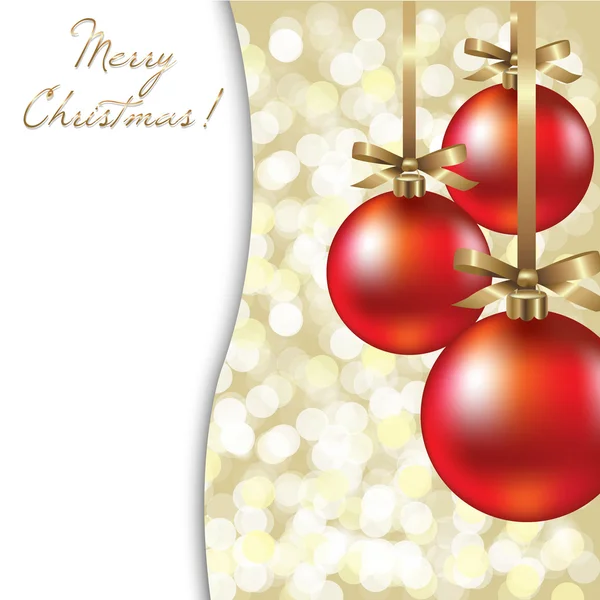 Carte de Noël avec boule rouge — Image vectorielle