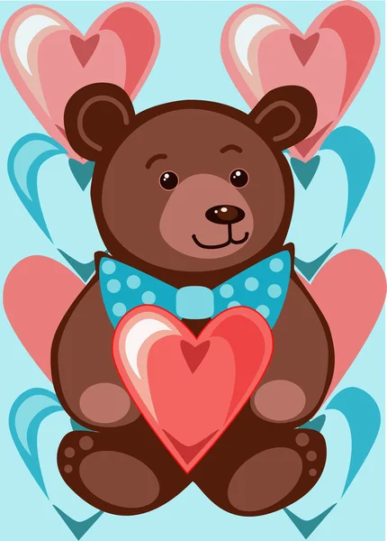 Медведь с сердцами — стоковый вектор