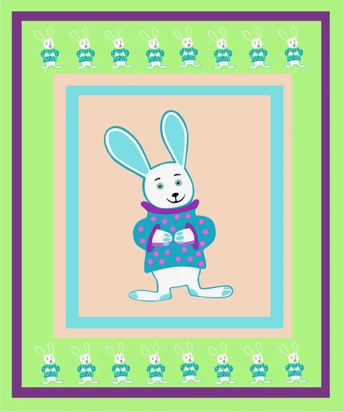Carte postale avec un lapin — Image vectorielle