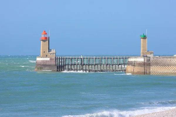 Entrance channel of the Port of Fecamp in Normandy france — Stock Photo, Image