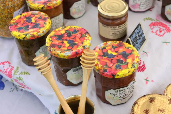 stock image Honey, wax, royal jelly and bee pollen