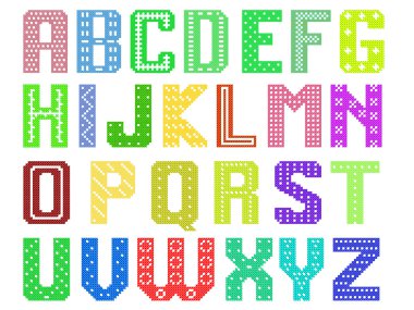 Color latin alphabet clipart