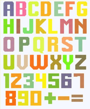 Color latin alphabet clipart