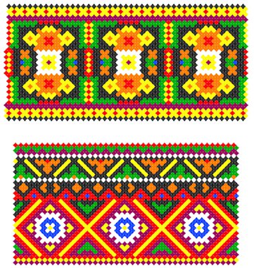 Two embroidered goods like handmade cross-stitch clipart