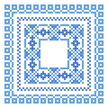 two-color tablecloth with Ukrainian ethnic pattern clipart