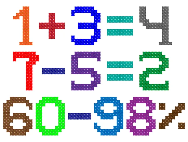 色の桁の数字クロス手仕事のためのパターン — ストックベクタ