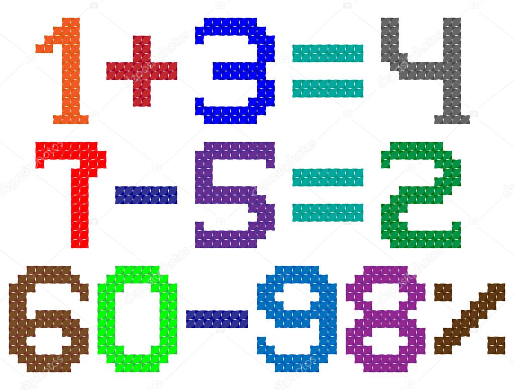 Color digits by cross pattern for handwork