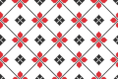 Seamless embroidered good like handmade cross-stitch clipart