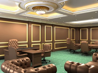 Interior office space, royal apartment with luxury furniture clipart