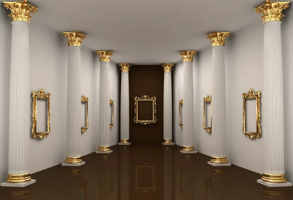 Perspective of gallery walls with Corinthian order column — Stock Photo, Image