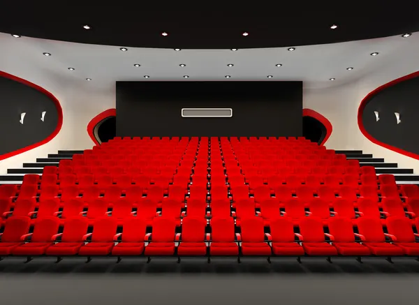 stock image Perspective of Cinema red seats in cinema audience hall