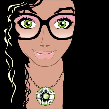 Pretty smart girl in glasses clipart