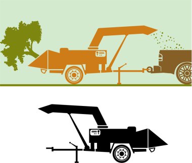 Wood chipper chipping tree clipart