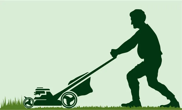 修剪草坪的男人 免版税图库插图