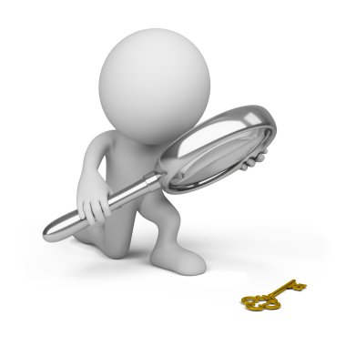 3d person with a big magnifying glass clipart