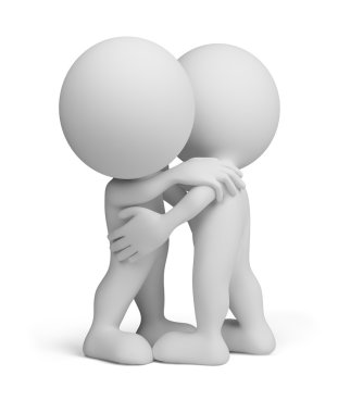 3d person - friendly hug clipart