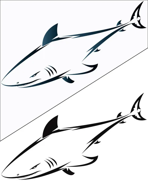 Tatuaje de tiburón azul — Vector de stock