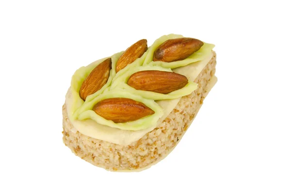 Pastry ornamented with almonds isolated — Stock Photo, Image