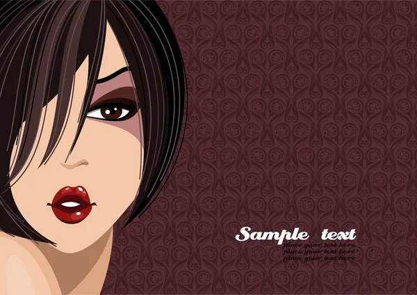 A brunet sexy girl. Background. Place for your text — Stock Vector