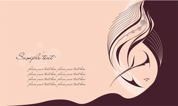 Chica abstracta con el pelo largo. Lugar para tu mensaje. Ilustración vectorial — Archivo Imágenes Vectoriales