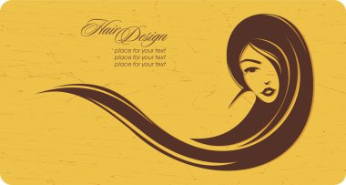 Vintage girl with long hair. Place for your text. Vector illustration clipart