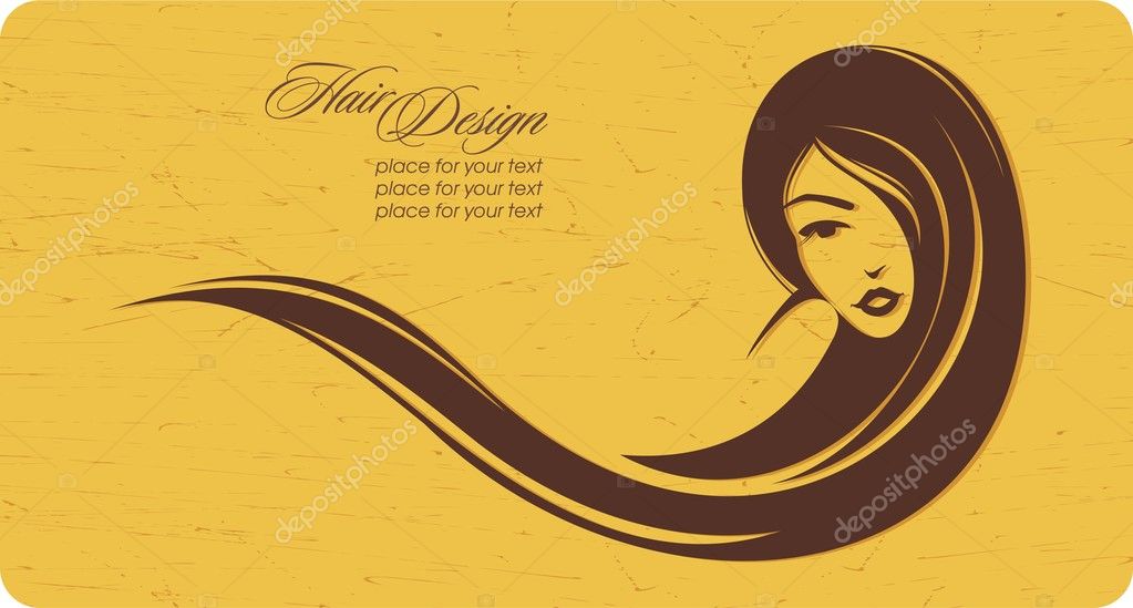 Vintage girl with long hair. Place for your text. Vector illustration