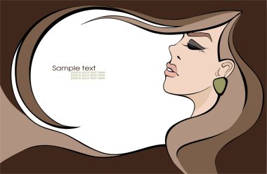 Beautiful sexy woman with brown hair . Place for your text. Vector illustra clipart