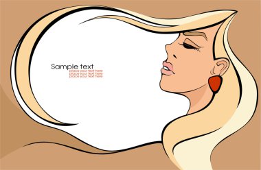 Beautiful sexy woman with blond hair . Place for your text. Vector illustra clipart