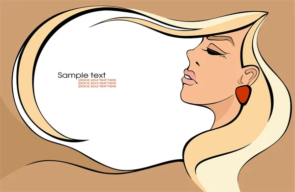 Beautiful sexy woman with blond hair . Place for your text. Vector illustra — Stock Vector
